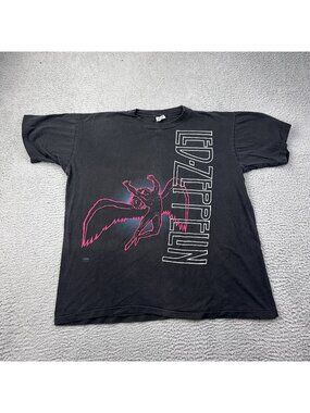 Led Zeppelin Winterland Shirt Black Short Sleeve Size XL Band Tee VTG
